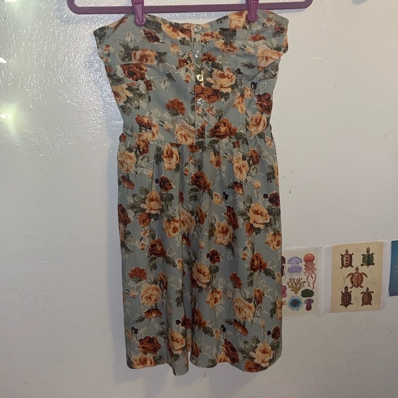 Lolita Dresses & Skirts - Small strapless mini dress fall colors yellow rust blue satin corset